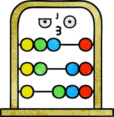 Bir insan tarafından çizilmiş abaküsün retro grunge desen karikatürü.