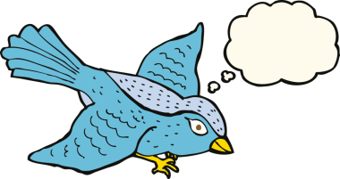 Bir insan tarafından çizilmiş düşünce balonlu uçan kuş.