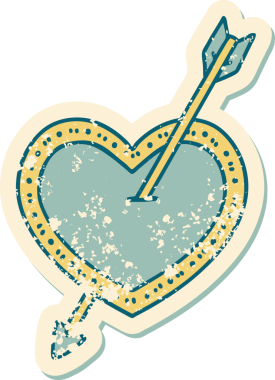 Bir insan tarafından çizilmiş ok ve kalbin sembolik depresif dövme görüntüsü