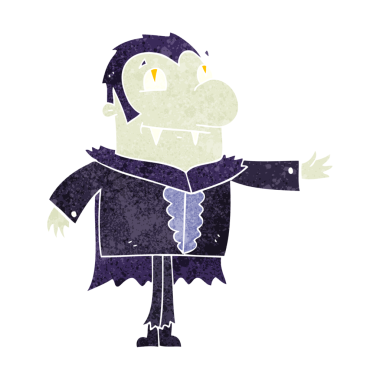 Bir insan tarafından çizilmiş serbest çizgi film vampiri.