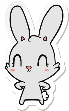 Bir insan tarafından çizilmiş şirin bir tavşanın çıkartması.