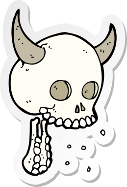 Bir insan tarafından çizilmiş ürkütücü bir karikatür çıkartması.