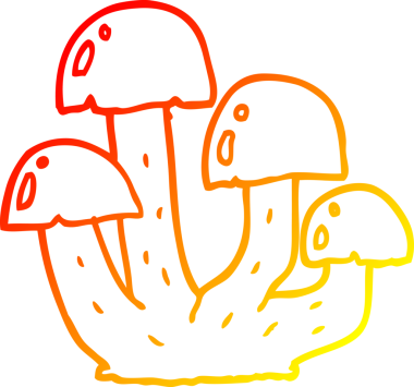 Bir insan tarafından çizilmiş bir mantarın sıcak gradyan çizimi