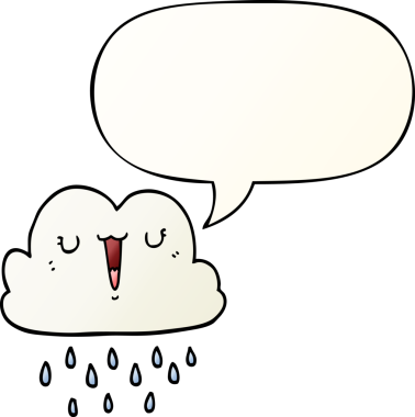 bir insan tarafından çizilmiş yumuşak eğimli konuşma baloncuklu çizgi film fırtına bulutu