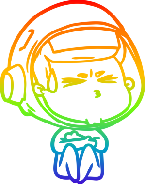 Bir insan tarafından çizilen gökkuşağı gradyan çizimi stresli astronot