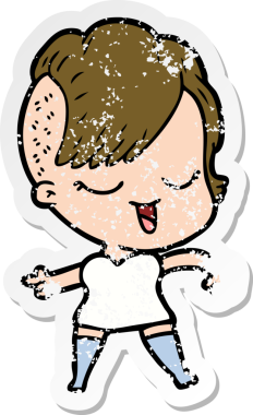 Bir insan tarafından çizilmiş mutlu bir çizgi film kızının sıkıntılı çıkartması.