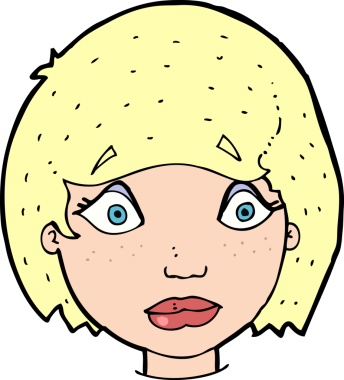 Bir insan tarafından çizilmiş endişeli kadın yüzü.