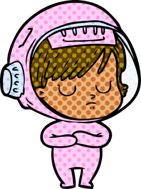 Bir insan tarafından çizilmiş astronot kadın.