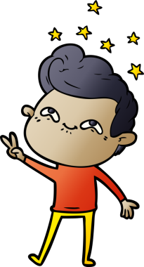 Bir insan tarafından çizilmiş heyecanlı bir çizgi film.