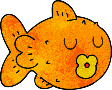 Bir insan tarafından çizilmiş garip bir karikatür balığı.