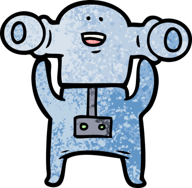 Bir insan tarafından çizilmiş dost canlısı uzaylı çizgi filmi.