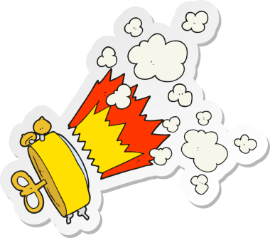 Bir insan tarafından çizilmiş çizgi film çalar saatinin çıkartması.