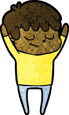 Bir insan tarafından çizilmiş mutlu çocuk çizgi filmi.