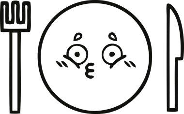 Bir insan tarafından çizilmiş bir yemek tabağının karikatürü.