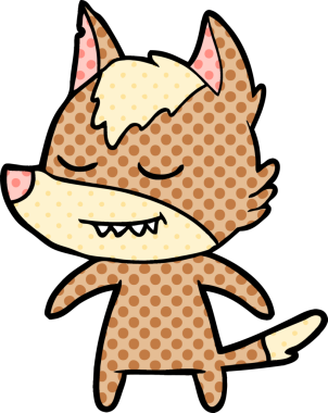 Bir insan tarafından çizilmiş dost canlısı bir kurt.