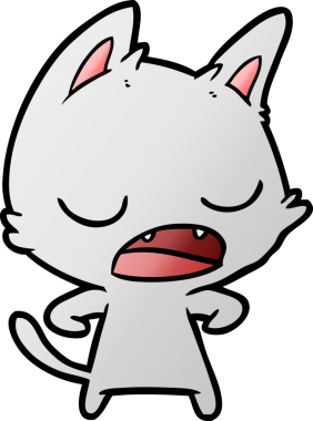 Bir insan tarafından çizilmiş konuşan kedi çizgi filmi.