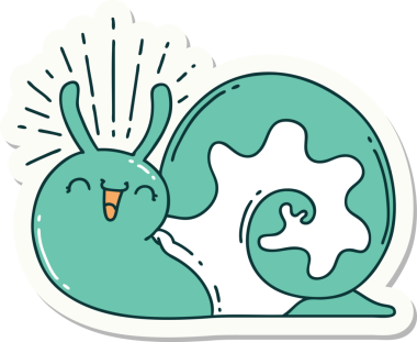 Bir insan tarafından çizilmiş mutlu salyangoz dövmesi stili.