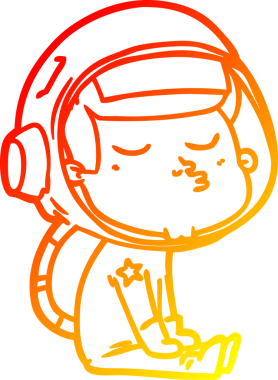 Bir insan tarafından çizilmiş kendinden emin bir astronotun sıcak çizgi çizimi