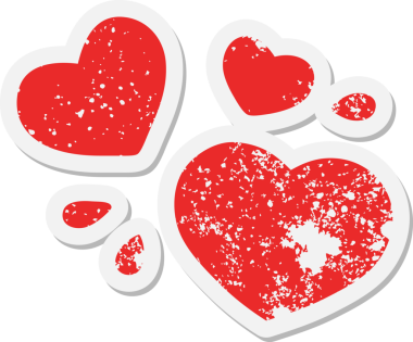 Bir insan tarafından çizilmiş aşk dolu kalpler grunge sticker 'ı.