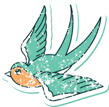 Bir insan tarafından çizilmiş bir kırlangıcın sembolik dövmesi.