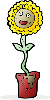 Bir insan tarafından çizilmiş karikatür çiçeği.