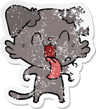 Bir insan tarafından çizilmiş, nefes nefese kalmış bir köpeğin sıkıntılı çıkartması.