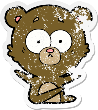 Bir insan tarafından çizilmiş şaşırmış bir ayı çizgi filminin sıkıntılı çıkartması.