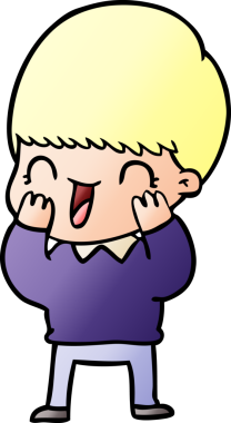 Bir insan tarafından çizilmiş mutlu çizgi film çocuğu.