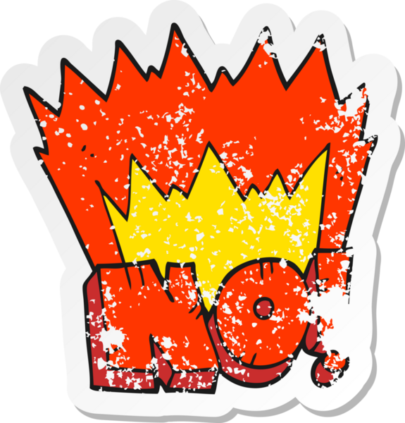 Bir karikatürün gerilimli çıkartması. Bir insan tarafından haykırılmıyor.