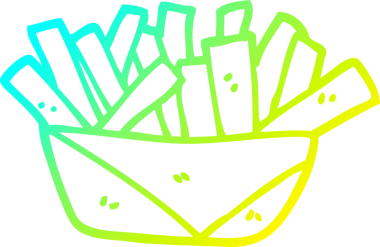 Bir insan tarafından çizilen patates kızartmasının soğuk gradyan çizgisi.