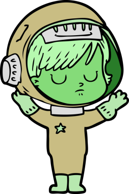 Bir insan tarafından çizilmiş astronot kadın.