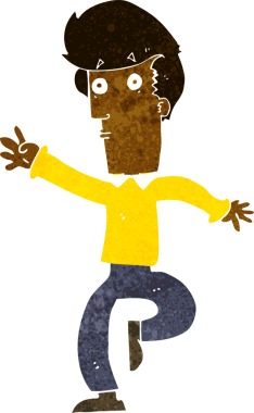 Bir insan tarafından çizilmiş çizgi film koşucusu.