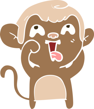 Bir insan tarafından çizilmiş düz renk çizgi film maymunu.