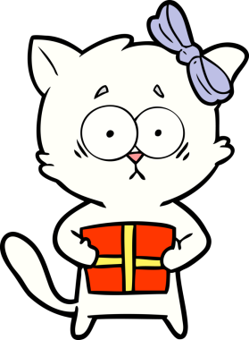 Bir insan tarafından çizilmiş çizgi film kedisi.