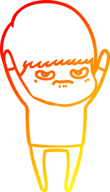 Bir insan tarafından çizilmiş kızgın bir çizgi film çocuğu çizimi.