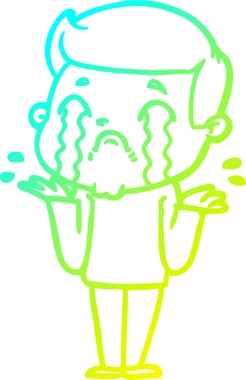 Bir insan tarafından çizilmiş ağlayan bir çizgi film karakteri çizimi.