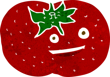 Bir insan tarafından çizilmiş domates çizgi filmi.