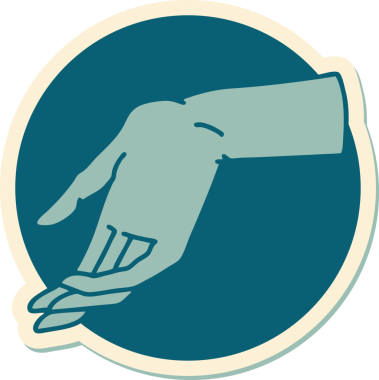 Bir insan tarafından çizilmiş geleneksel bir el dövmesi çıkartması.