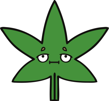 Bir insan tarafından çizilmiş marihuana yaprağı karikatürü.