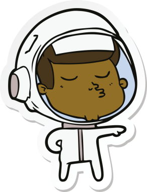 Bir insan tarafından çizilmiş kendine güvenen bir astronotun çıkartması.