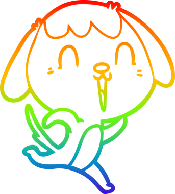 Gökkuşağı gradyan çizimi bir insan tarafından çizilmiş şirin bir çizgi köpeğin ağlaması.