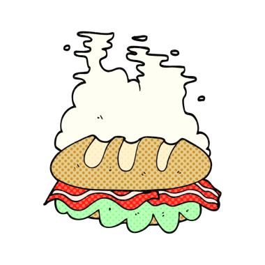 Bir insan tarafından çizilmiş dev bir sandviç.