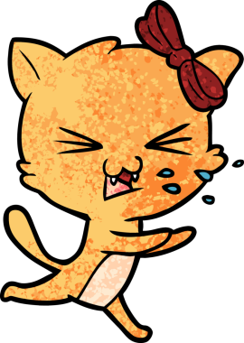 Bir insan tarafından çizilmiş çizgi film kedisi.