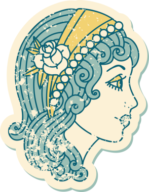 Bir insan tarafından çizilmiş çingene kafasının sembolik dövmesi.