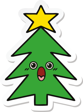 Bir insan tarafından çizilmiş şirin bir noel ağacının çıkartması.