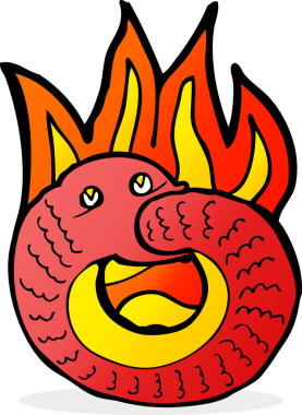 Çizgi film yılanı insan tarafından çizilmiş kendi kuyruğunu yiyor.