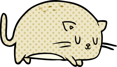 Bir insan tarafından çizilmiş sevimli şişman çizgi film kedisi.