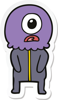 Bir insan tarafından çizilmiş uzaylı uzay adamının çizdiği Tepegöz 'ün çıkartması.