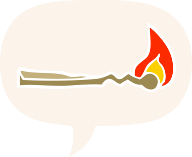 bir insan tarafından çizilmiş retro biçiminde konuşma baloncuğu ile çizgi film yakma kibriti