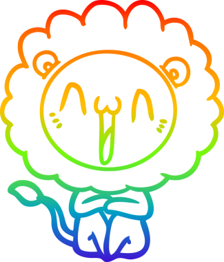 gökkuşağı gradyanı çizimi bir insan tarafından çizilmiş mutlu bir karikatür aslanı